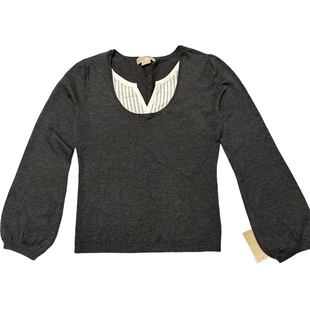 MICHAEL Michael Kors NWT Gray Faux Layered Sweater SZ M